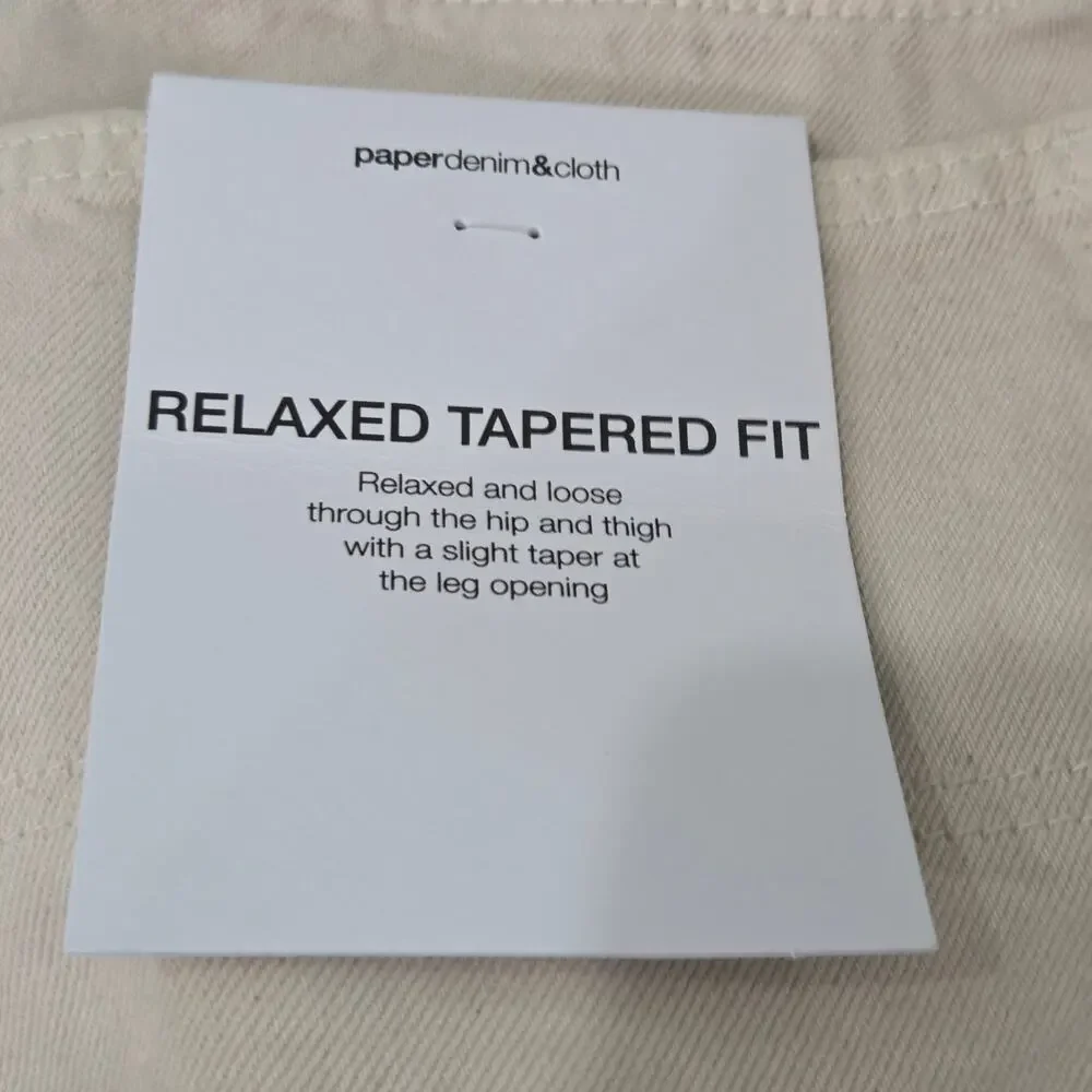 Men's NWT Paperdenim&Cloth Cream Relaxed Tapered Fit, 28/30